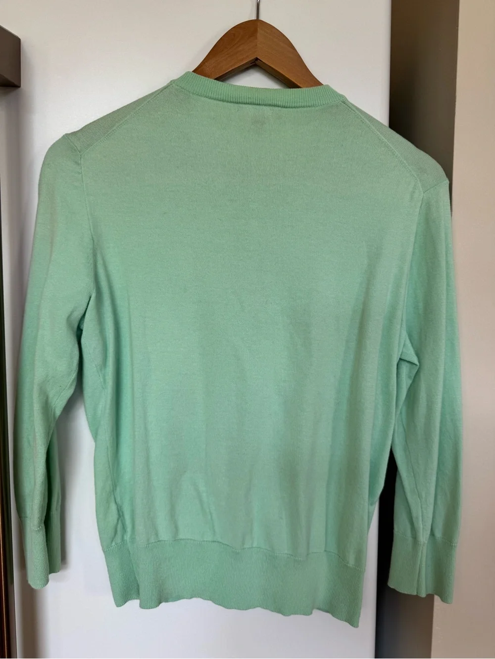 Vintage J. Crew Jackie Cardigan Sweater Womens M Mint Green Cotton Blend RN77388
